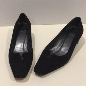 STUART WEITZMAN BLACK 1 1/2” HEELS FAILLE EUC